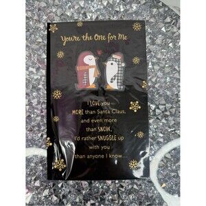 Card love merry Christmas Holiday Penguin Love Card - Gold Lettering